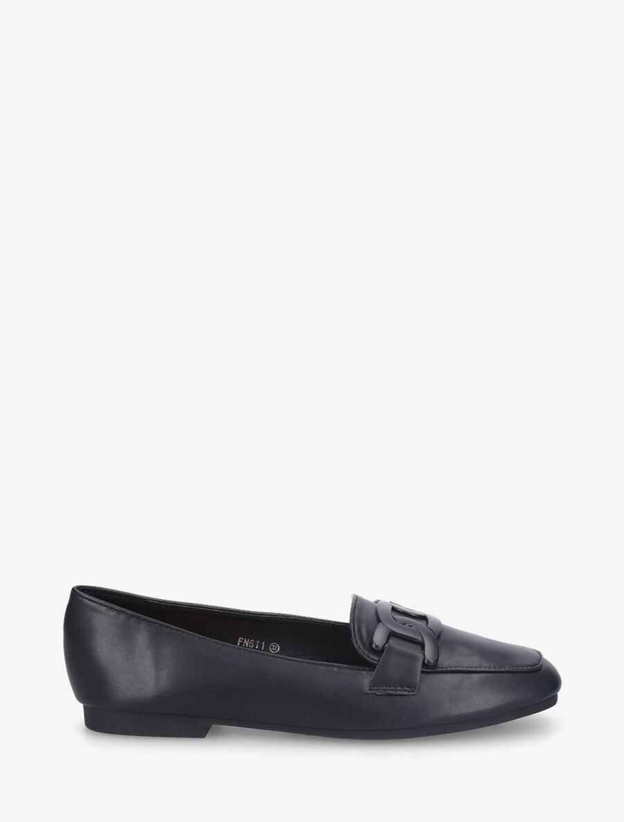 Mocassins bout carré à boucle - Noir - 1