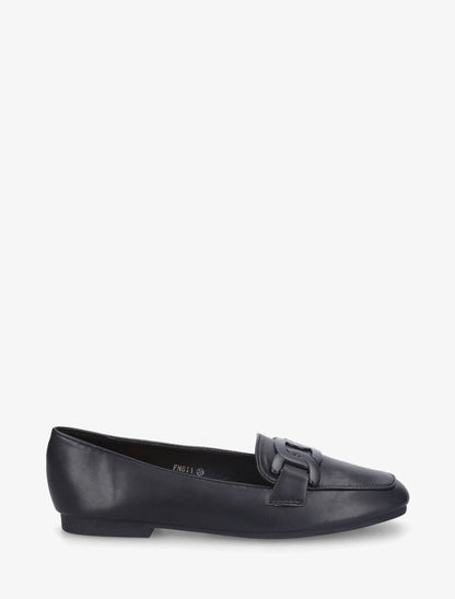 Mocassins bout carré à boucle - Noir - 1