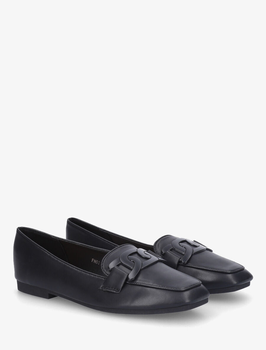 Mocassins bout carré à boucle - Noir - 4