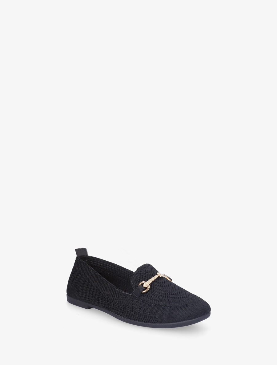 Mocassins en maille à boucle décorative - Noir - 2