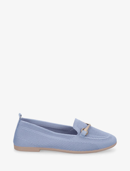 Mocassins en maille à boucle décorative - Bleu ciel - 1