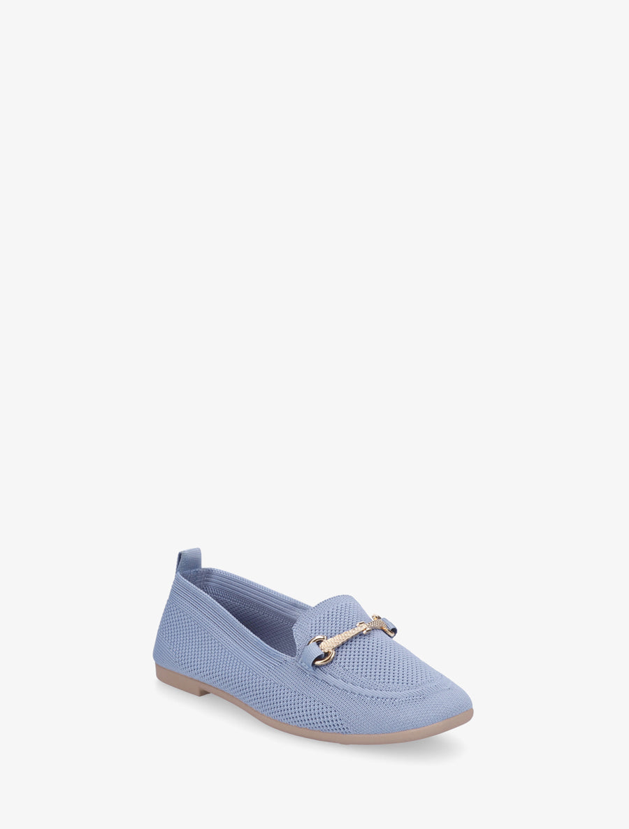 Mocassins en maille à boucle décorative - Bleu ciel - 2