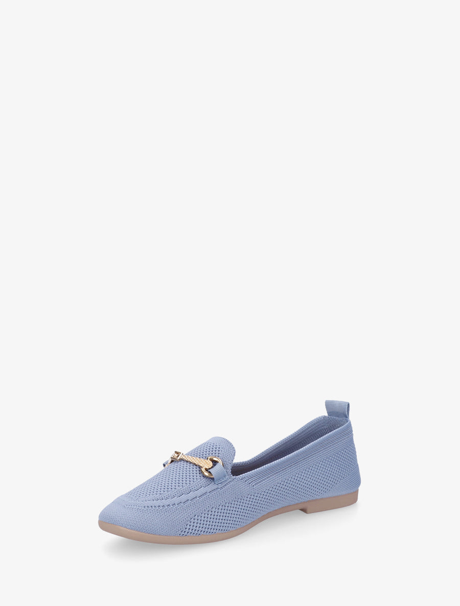 Mocassins en maille à boucle décorative - Bleu ciel - 3