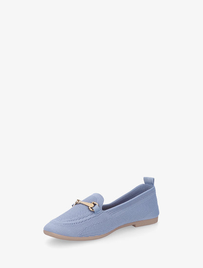 Mocassins en maille à boucle décorative - Bleu ciel - 3
