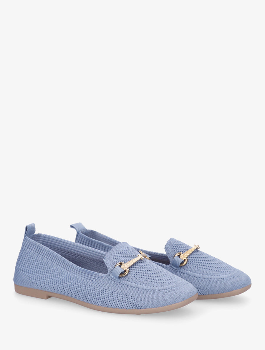 Mocassins en maille à boucle décorative - Bleu ciel - 4