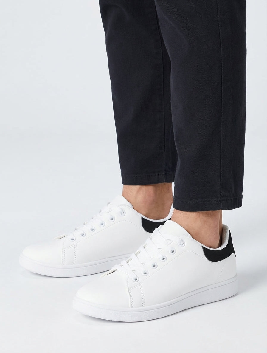 Zapatillas clásicas de imitación. - Negro/blanco
