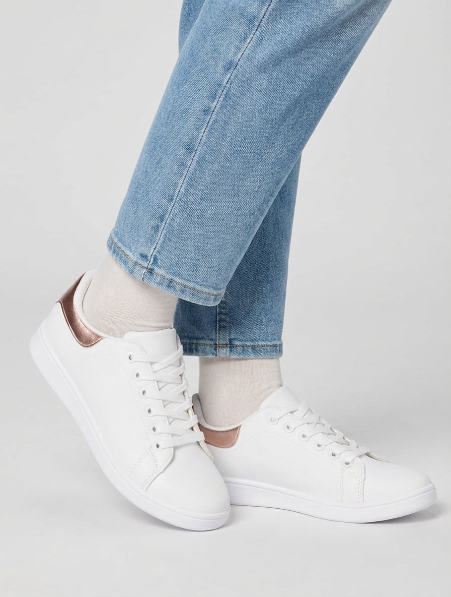 Zapatillas clásicas de imitación. - Oro rosa