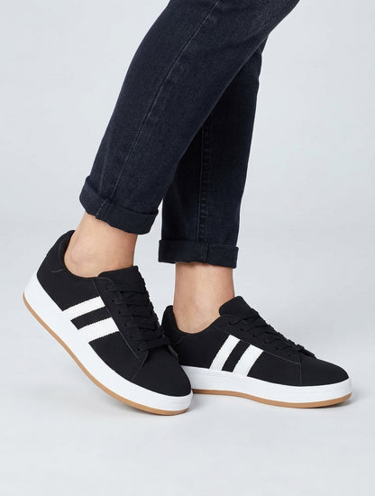 Zapatillas efecto nobuck con bandas contrastantes - Negro