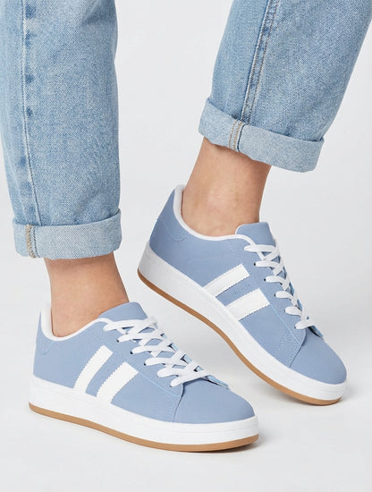 Zapatillas efecto nobuck con bandas contrastantes - Azul