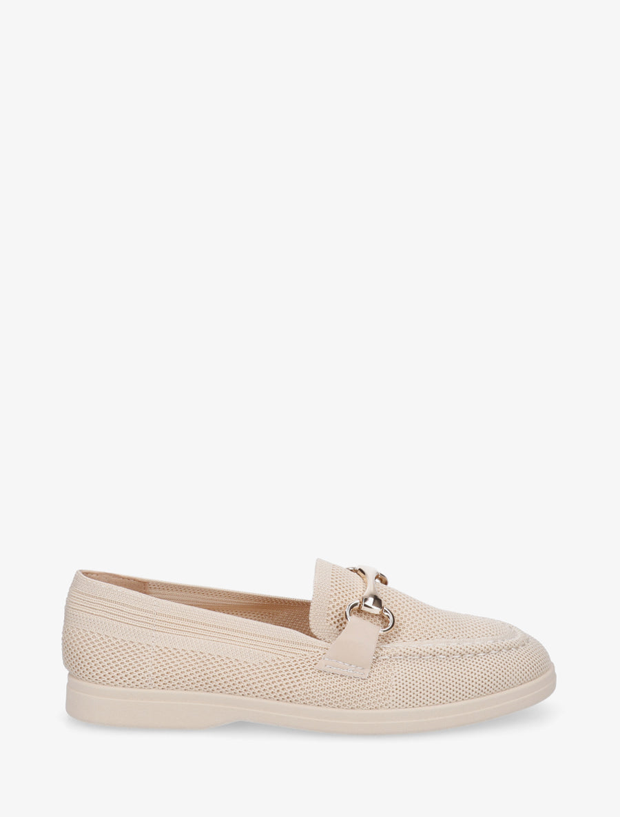 Mocassins en mesh à boucle décorative - Beige - 1
