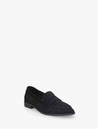 Mocassins ajourés en suédine - Noir - 2