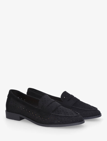 Mocassins ajourés en suédine - Noir - 4
