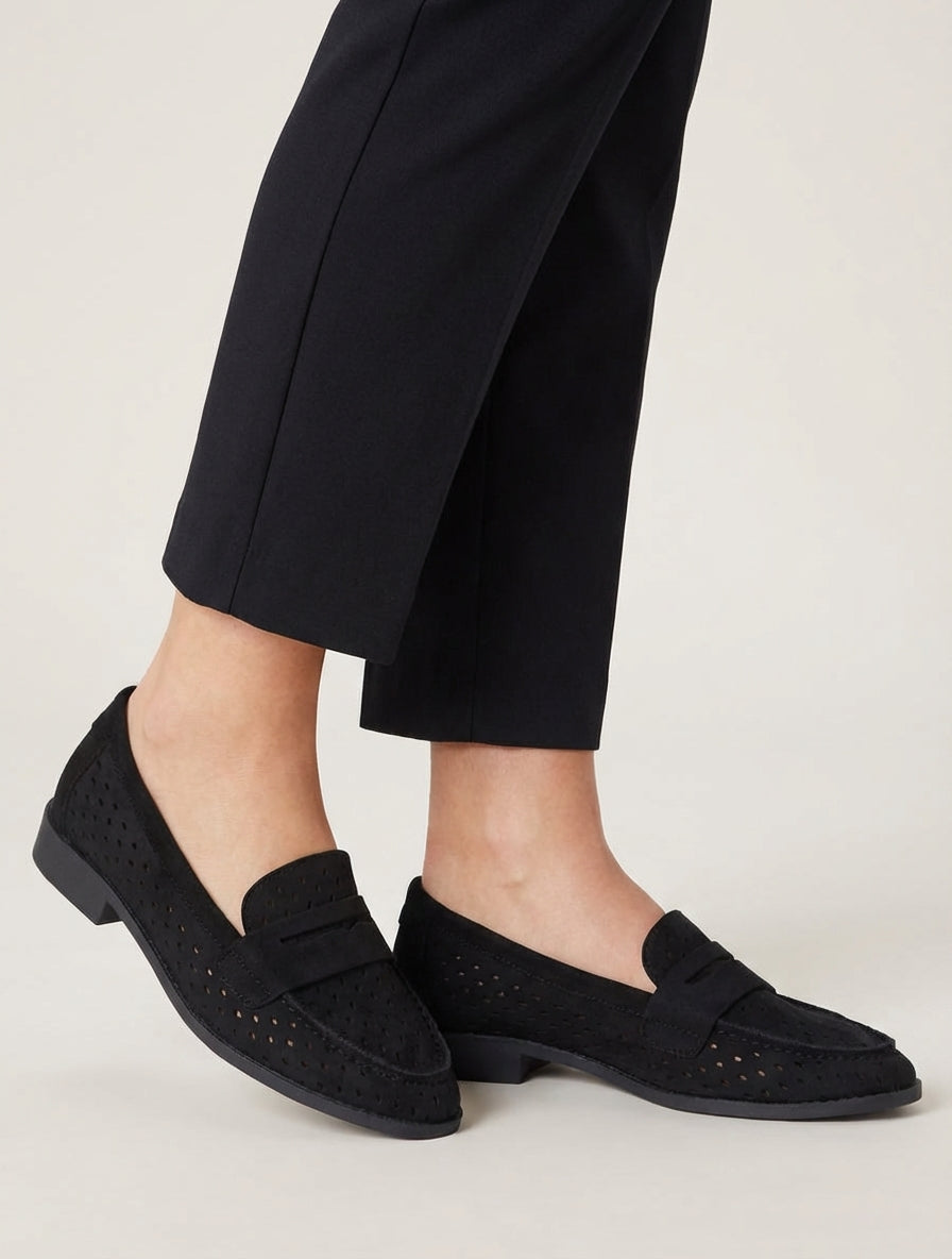 Mocasines calados de ante - Negro
