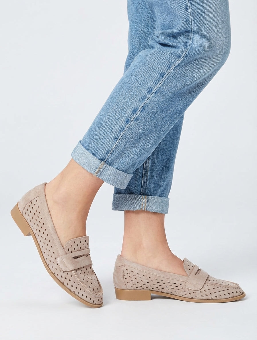 Mocasines calados de ante - Topo