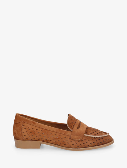 Mocassins ajourés en suédine - Camel - 1