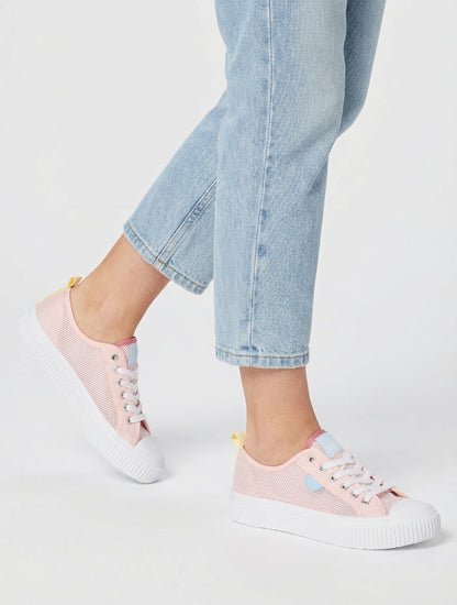 Zapatillas básicas de tenis en tejido calado. - Rosa