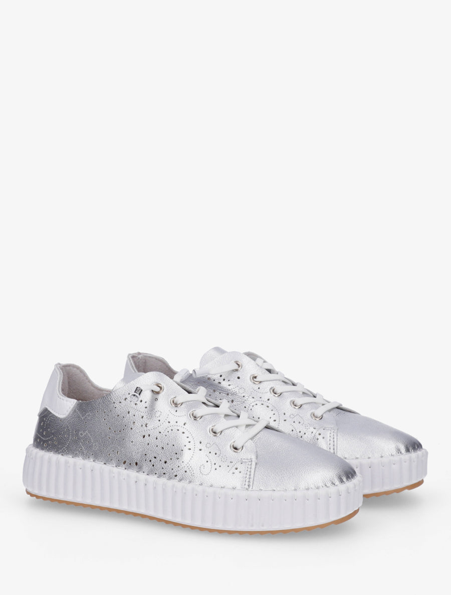 Sneakers souples à motifs ajourés - Argent - 4