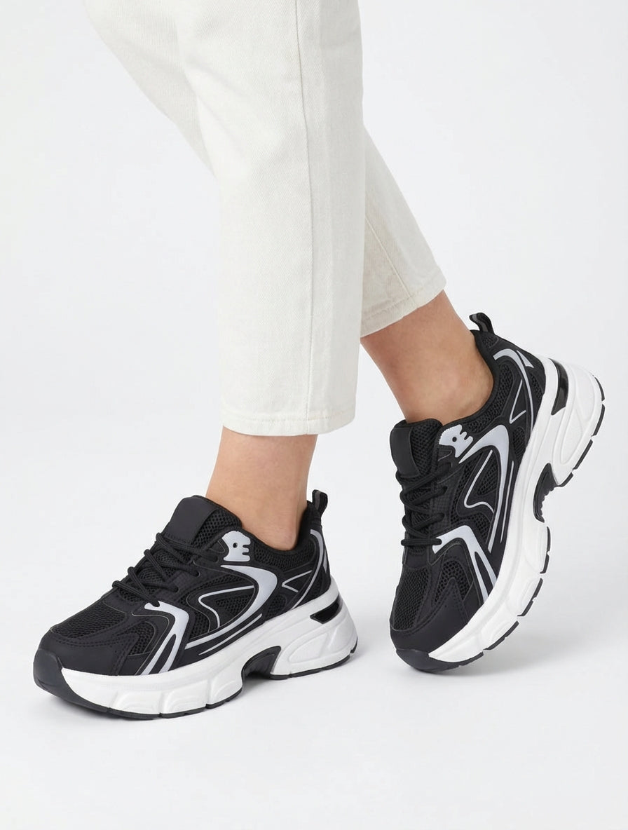 Zapatillas estilo running de lona - Negro
