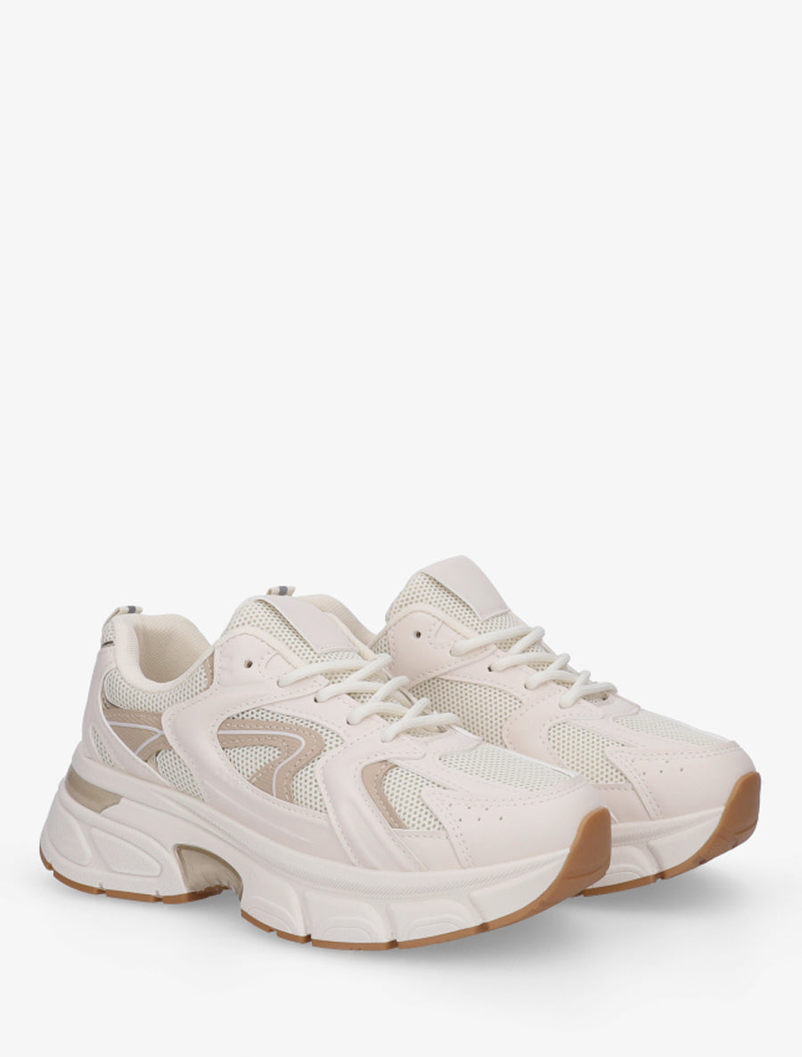 Baskets style running en toile - Beige - 4