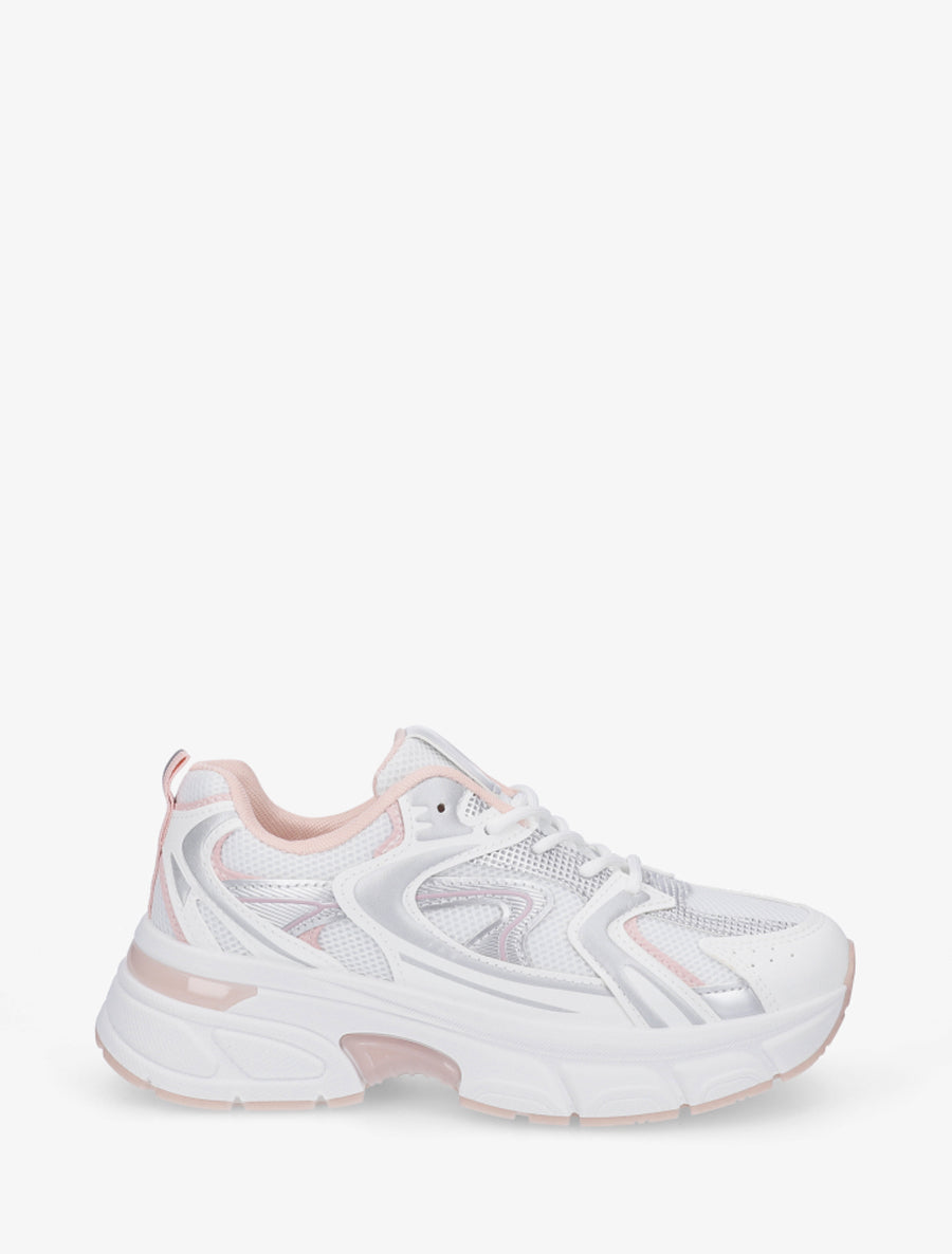 Baskets style running en toile - Blanc - 1