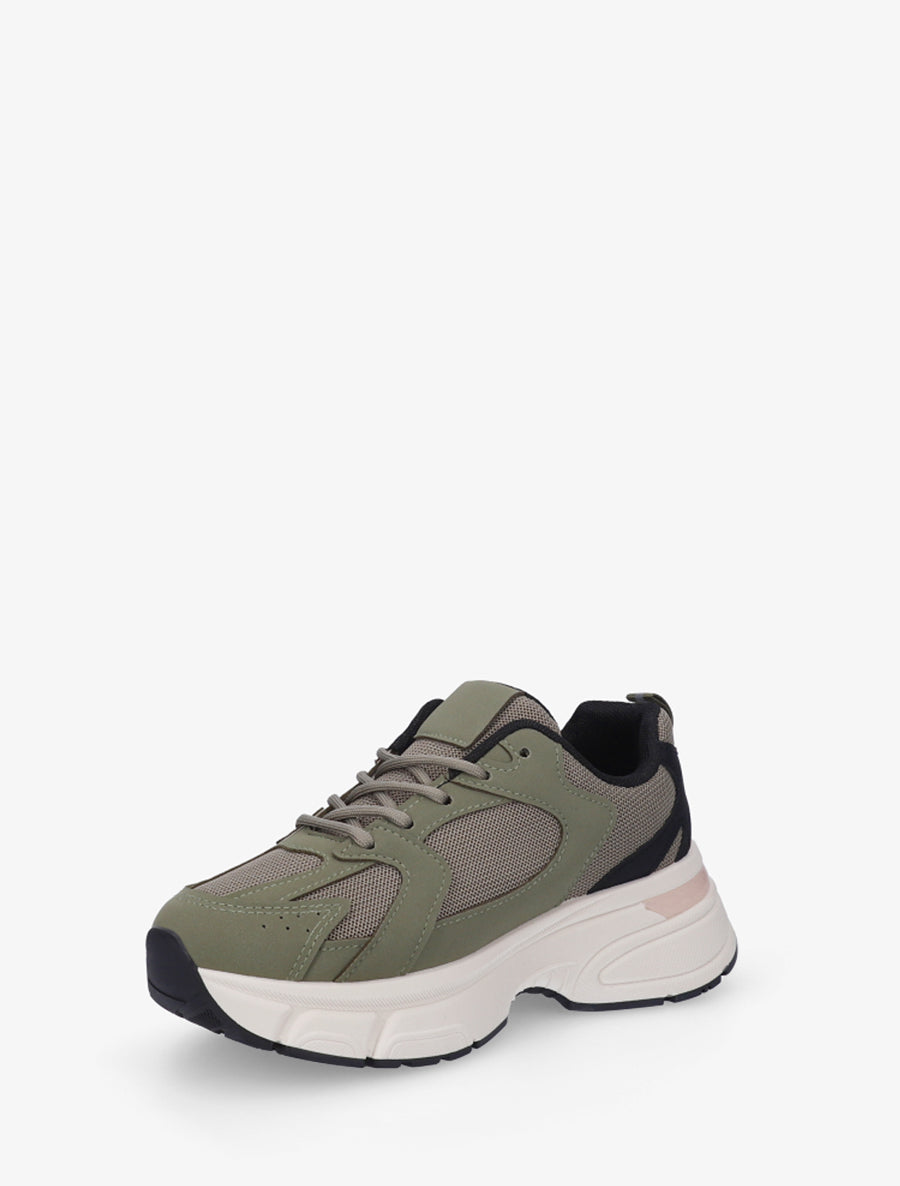 Baskets style running en toile - Kaki - 3