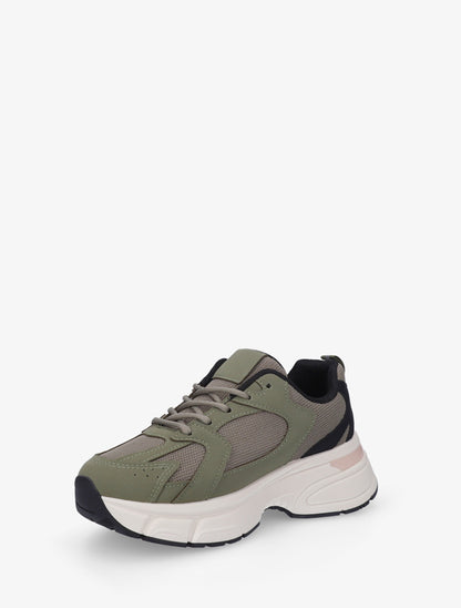 Baskets style running en toile - Kaki - 3