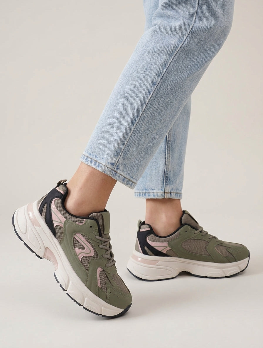 Zapatillas estilo running de lona - Caqui