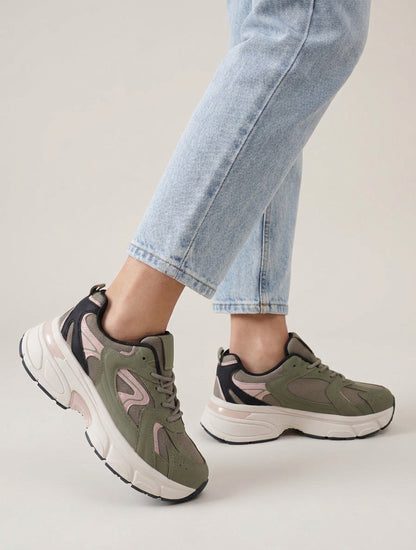 Zapatillas estilo running de lona - Caqui