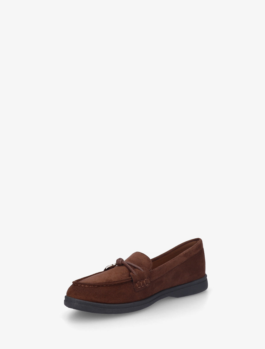 Mocassins en suédine à boucle décorative - Marron - 3