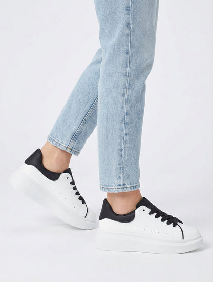 Zapatillas de imitación bicolor - Negro