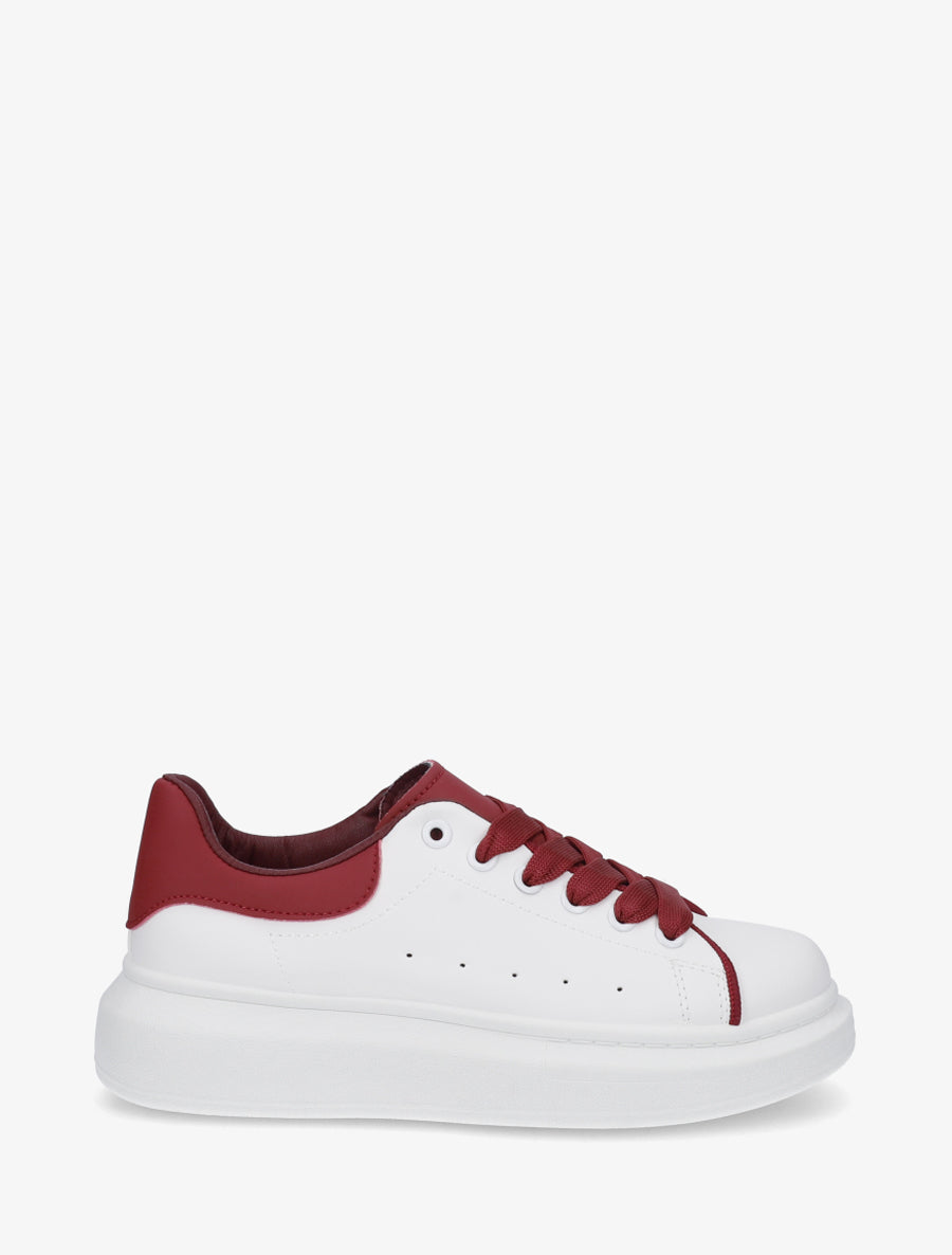 Sneakers en simili bicolore - Bordeaux - 1