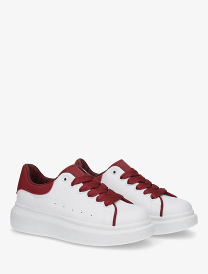 Sneakers en simili bicolore - Bordeaux - 4