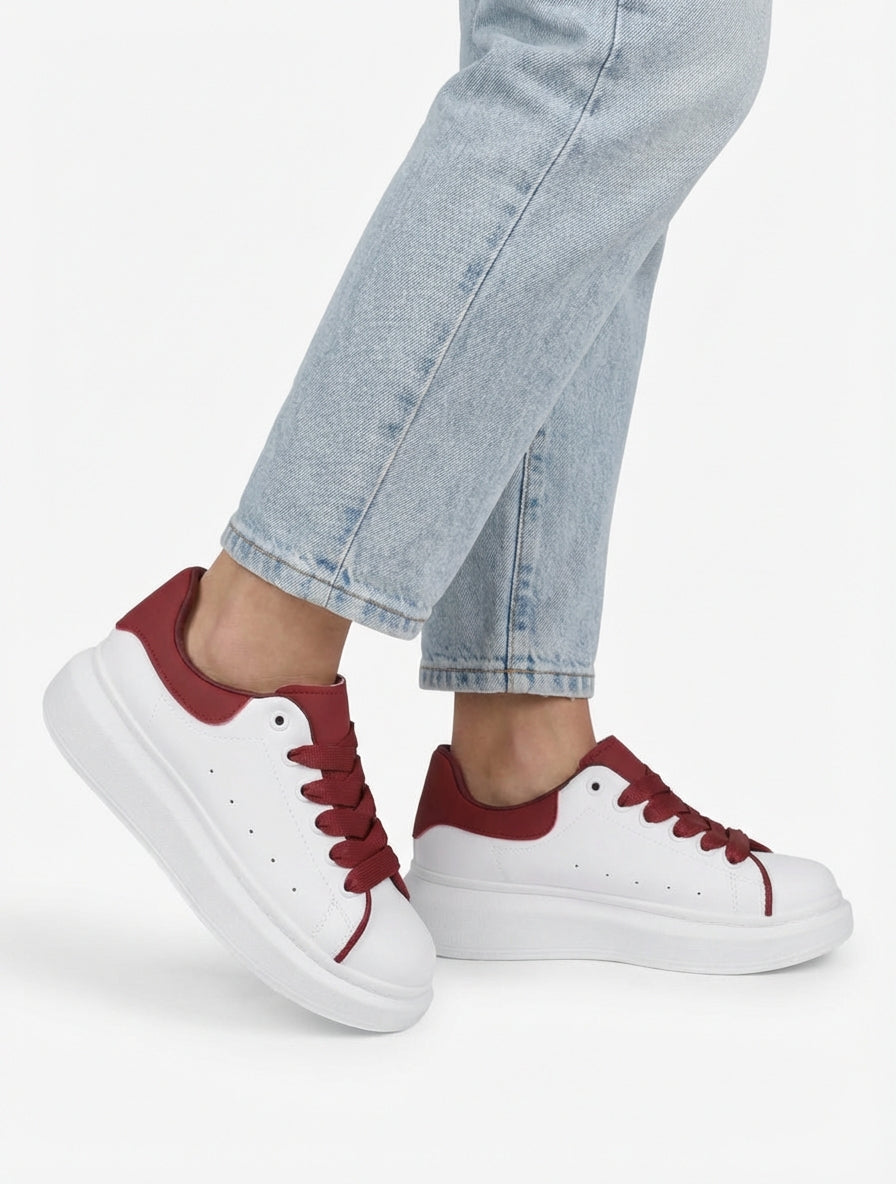 Zapatillas de imitación bicolor - Burdeos