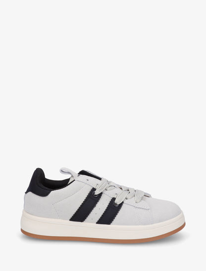 Sneakers unies à bandes contrastantes - Gris - 1