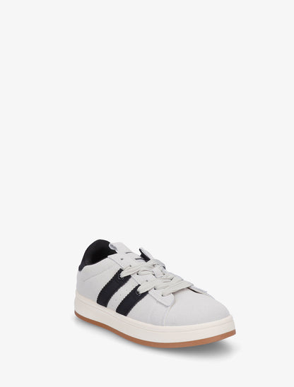 Sneakers unies à bandes contrastantes - Gris - 2