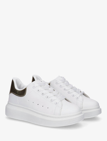 Baskets à contrefort contrastant - Blanc/or - 4