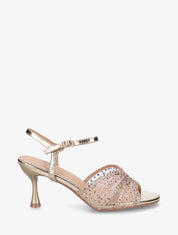Sandales strassées et talon aiguille - Or - 1