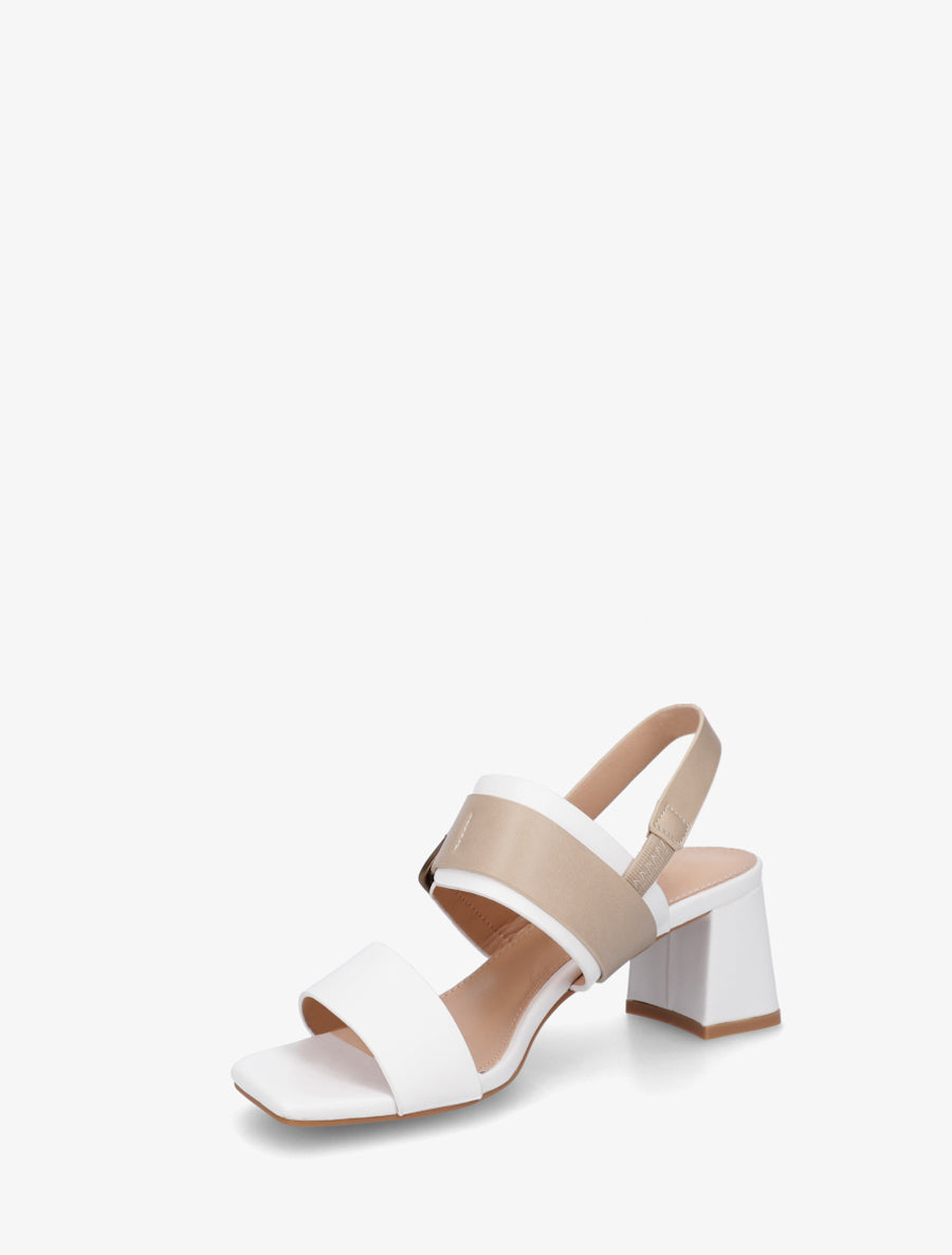 Sandales bicolore à talon - Blanc - 3