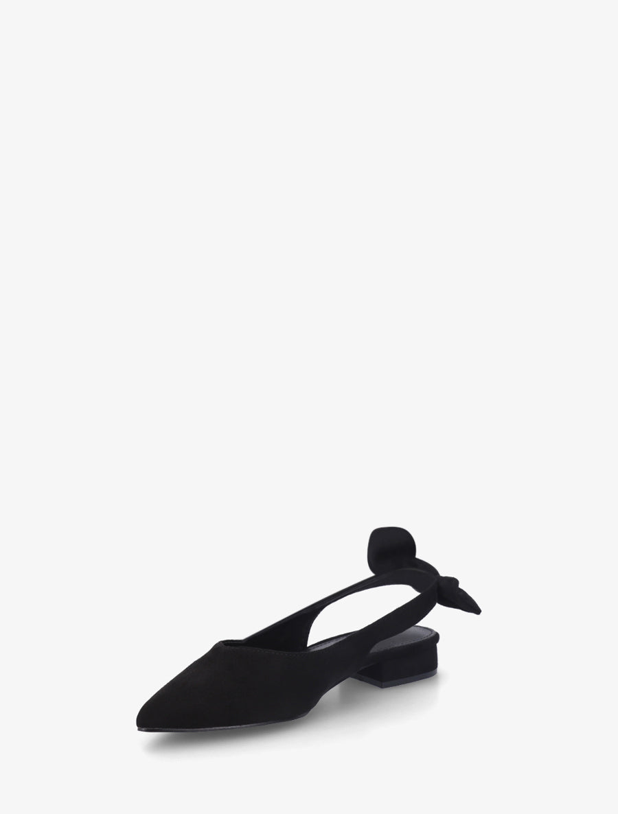 Ballerines en suédine à talon - Noir - 3