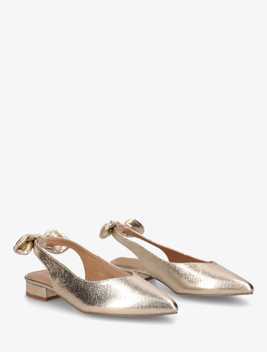 Ballerines en simili à talon - Or - 4