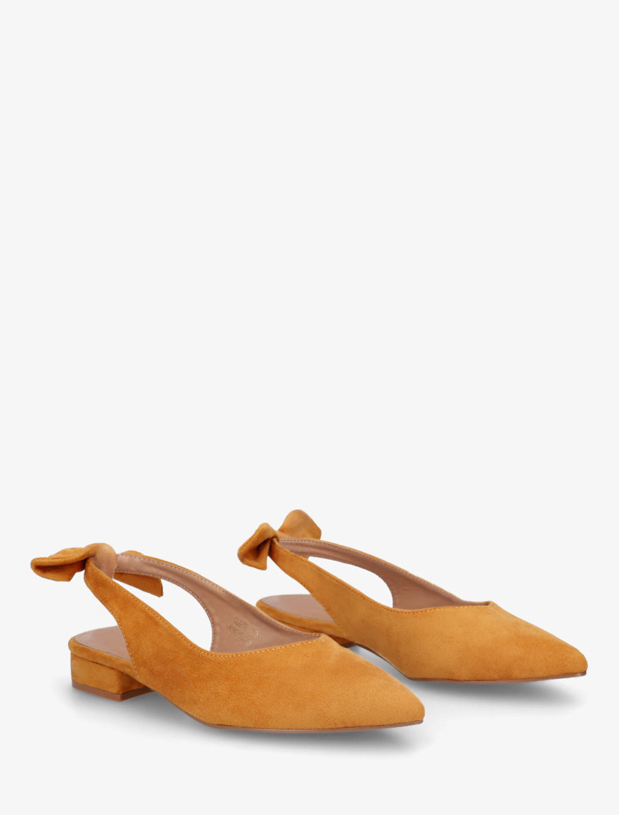 Ballerines en suédine à talon - Jaune moutarde - 4