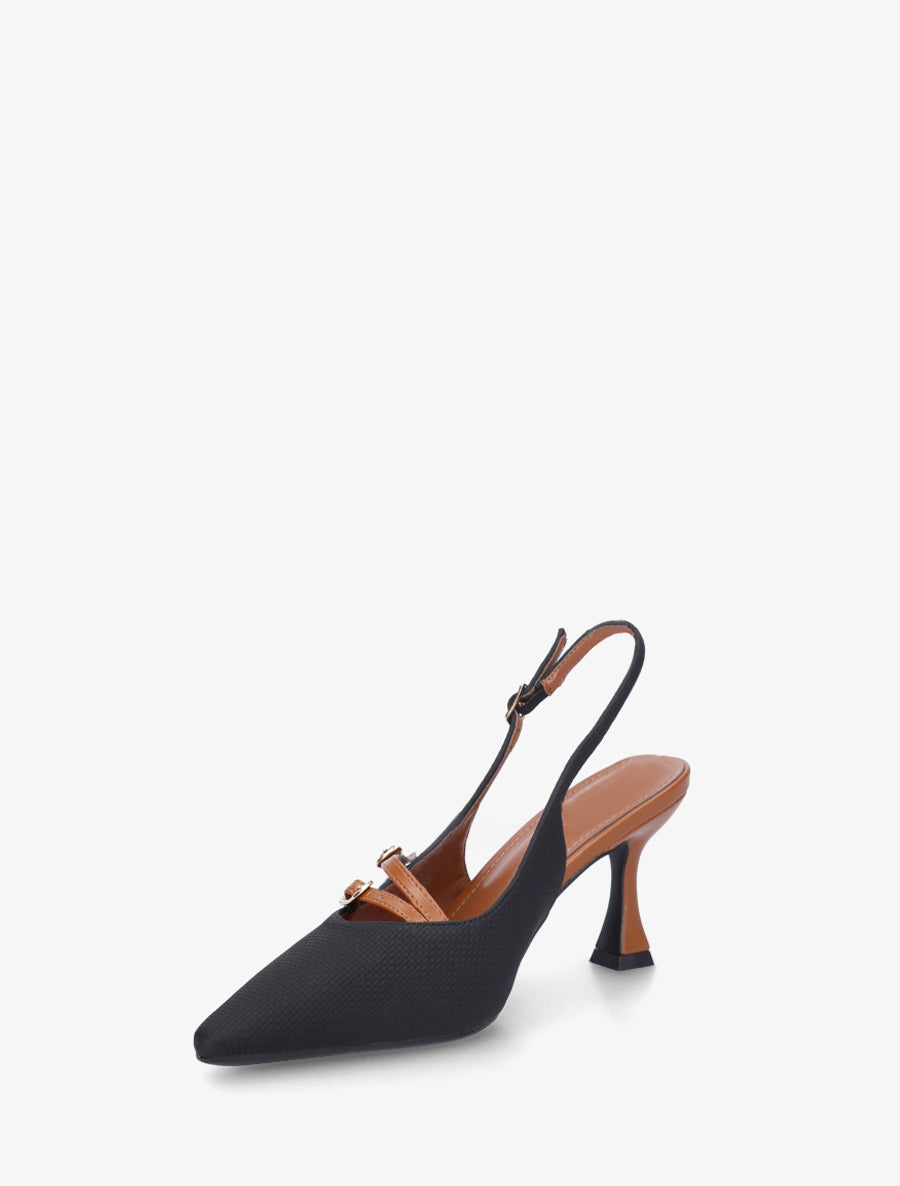 Escarpins en simili texturé à talon - Noir - 3