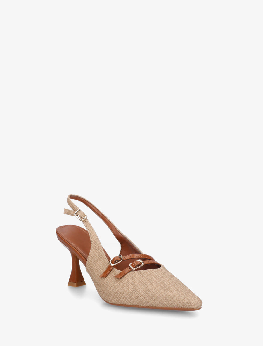 Escarpins en simili texturé à talon - Beige foncé - 2