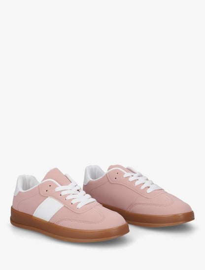 Sneakers unies à semelle caoutchouc - Rose - 4