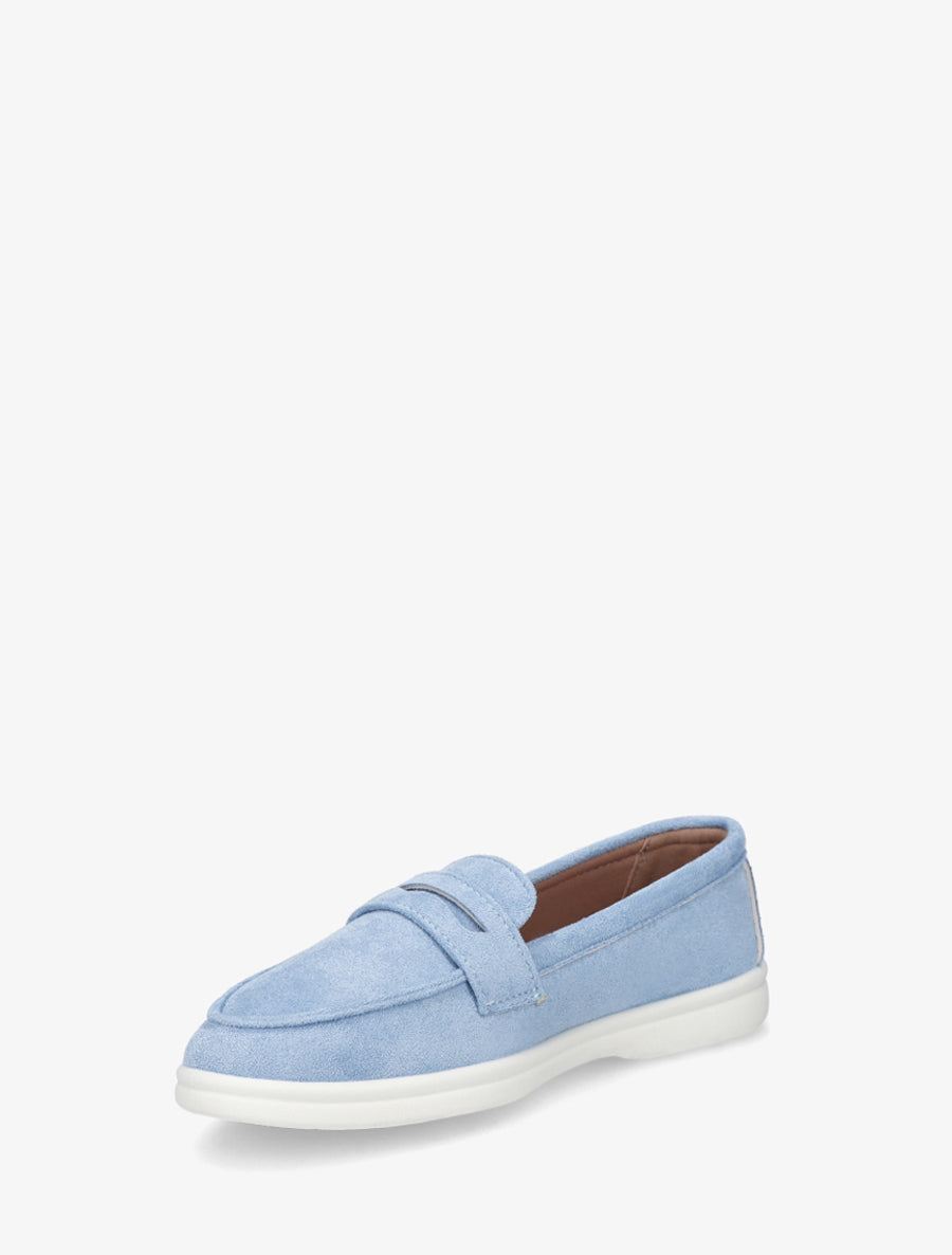 Mocassins unis en suédine - Bleu ciel - 3