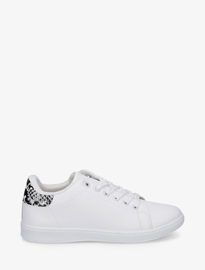 Sneakers basiques en simili - Beige - 1