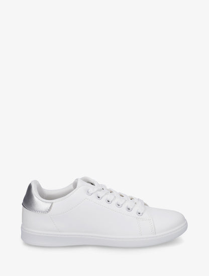 Sneakers basiques en simili - Argent - 1