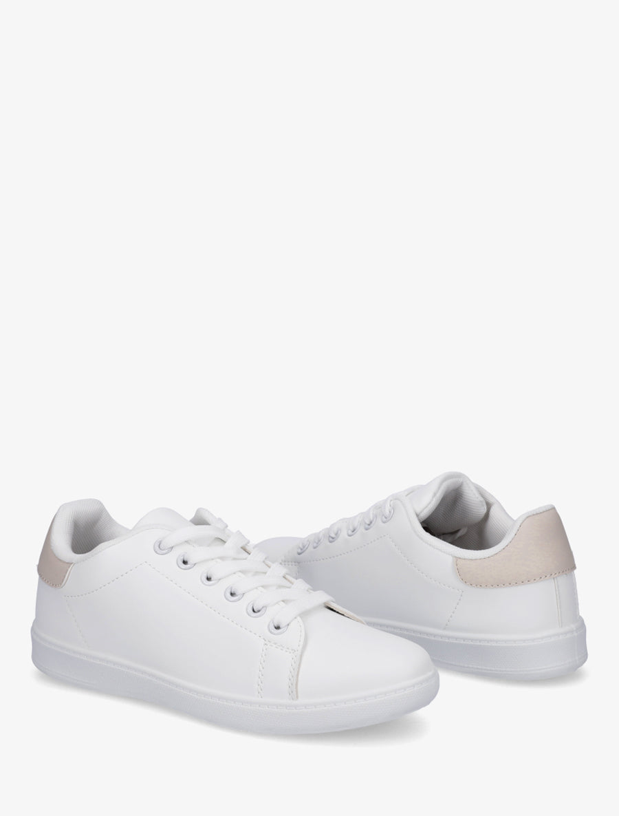 Sneakers basiques en simili - Beige - 4