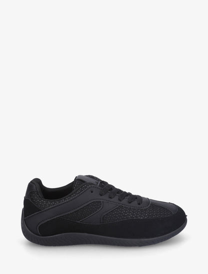 Sneakers en simili et toile - Noir - 1