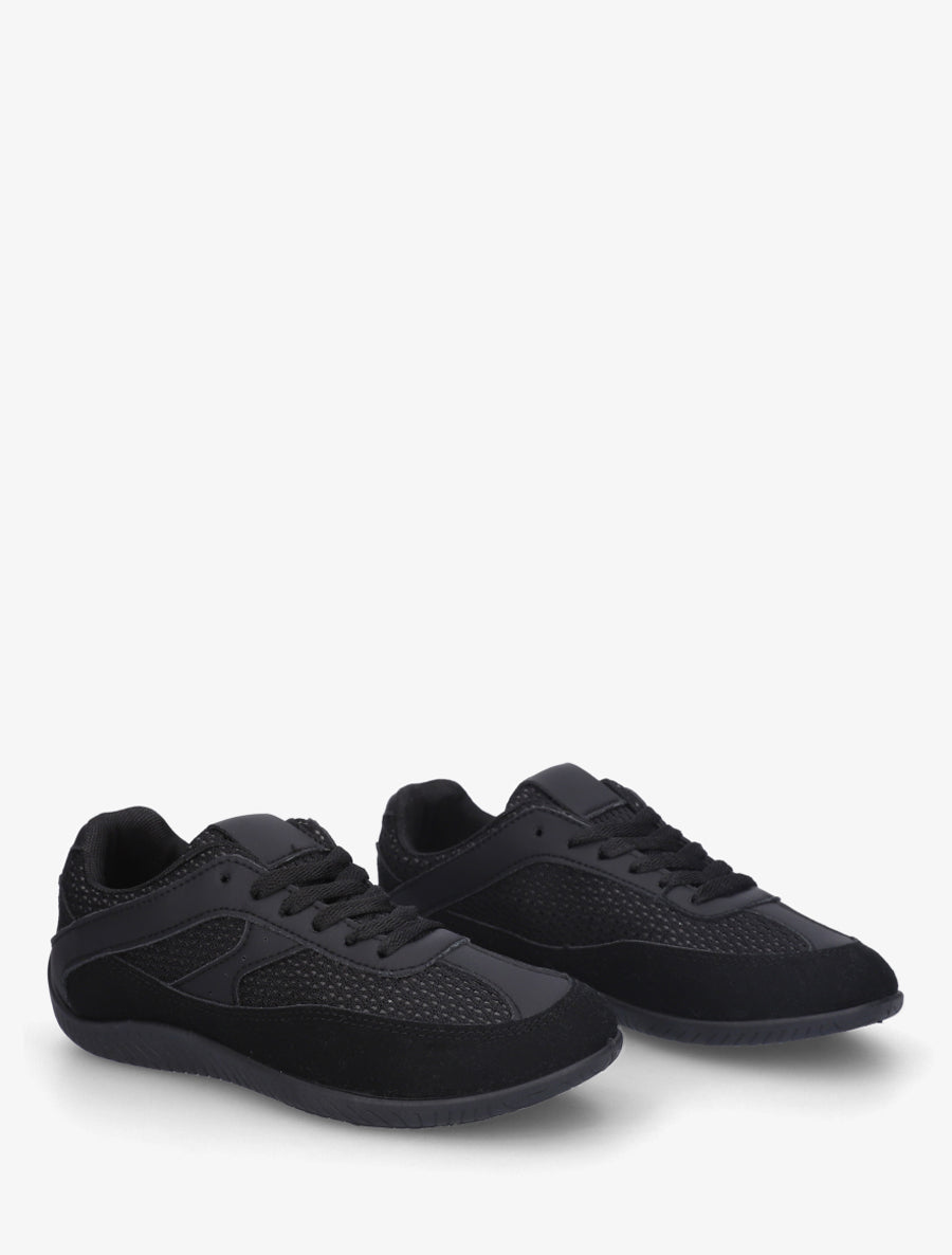 Sneakers en simili et toile - Noir - 4